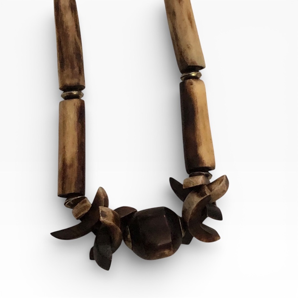 Vintage Hand-carved Wood (?) Statement Necklace